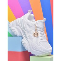 Women increase 6CM platform high heels Four seasons outdoor pure white sneakers Fashion exquisite accessories casual shoes women