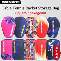 SANWEI Hard Shell Table Tennis Racket Case Square/Gourd Shaped Ping Pong Racket Cover Storage Bag Oxford Cloth Protective Box