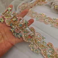 1 Yard New Beaded Lace Ribbon Trim DIY Clothing Collar Headwear Shoe Hat Wedding Dress Formal Wear Decor Accessories