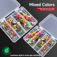 50pcs Vibrant Mixed Color Stainless Steel Double- Eye Lead Head Fishing Hooks- Unique Shapes for Light Tackle