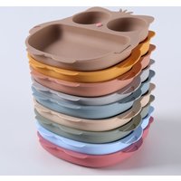 Silicone children's tableware suction cup cartoon owl plate silicone baby bowls and plates children's training eating auxiliary
