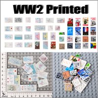 WW2 Military European Campaign Map Printed Accessories Building Blocks Army War Poster Soldier Figure Dashboard Bricks Toy Gifts