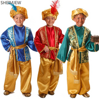 2024 Aladdin Prince Cosplay Costume Arabian Masquerade Indian Children's Costumes Halloween Carnival Party Dress Up