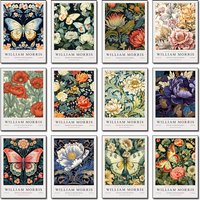 Neutral William Morris Butterfly Plant Art Retro Artwork Posters Prints Canvas Painting Wall Art Picture Living Room Home Decor