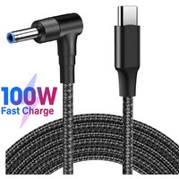 100W PD USB C to 4.5mm Laptop Charging Cable Type C to DC 4.5x3.0mm Power Supply Cord For HP Notebooks Stream 11 13 14 15 & More