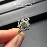 Vintage Natural Green Tourmaline Ring For Women Stainless Steel Simple Fine Jewelry Stone Gemstone Classic Style