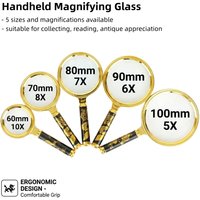 5X-10X Handheld Magnifying Glass Reading Magnifier Dragon Pattern Durable Grip 60/70/80/90/100mm Lens For Seniors Collection