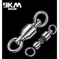 9KM 10pcs Ball Bearing Swivel Stainless Steel Fishing Swivel Heavy Duty Solid Ring Swivel Saltwater Freshwater Fishing