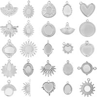 Fashion 8pcs/lot Steel Color DIY Enamel Settings Charms for Jewelry Findings Stainless Steel Blank Pendant for Earrings Necklace