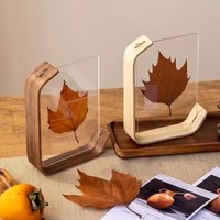 Wooden Acrylic Double-Sided Photo Frame Curved Desktop Ornament Suitable for Displaying Leaf Specimens and Photos