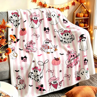 1 Stück Rosa Geister-Decke für Couch, Weiche Gemütliche Decken für Herbst, Halloween, Weihnachten, Flanelldecken, Festgeschenke, für die ganze Jahreszeit geeignet