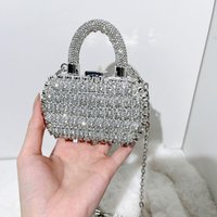 Mini Evening Bags Shiny Rhinestone Coin Purse Chain Coin Bag Small Crossbody Bag Woman's Purse Handbag for Party