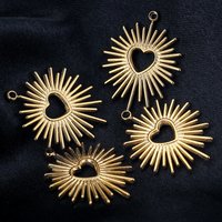 4pcs/Lot Stainless Steel Astral Heart Earring Charms Dangles Pendants for DIY Necklace Jewelry Making Supplies Craft