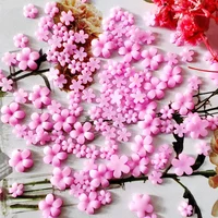 100pcs Japanese Pink Small Flower Nail Art Charms 3D Resin 5Petal Rhinestones Nail Decorations Kawaii Accessories Manicure DIY