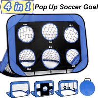 4 Modes Pop Up Kids Soccer Goal Net 4 in 1 Foldable Football Goal Indoor Outdoor for Improving Passing and Shooting Accuracy