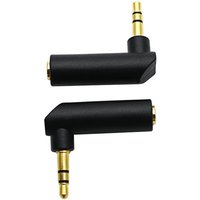 Gold Plated Elbow 3.5mm Male To Female Dual Channel Extension Adapter, 3-section L-shaped Headphone Audio Conversion Plug