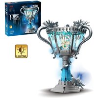 MOC 1169pcs Flaming Holy Grail Western Dragon With LED Light Mythical Decorative Lamp Desktop Display Assembly toys