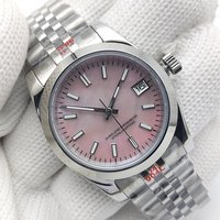 36MM/39MMN Mother of Pearl Pink Stainless Steel Watch NH35 Dress Sapphire Glass Luminous Waterproof Automatic Mechanical Watch