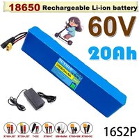 Batterie Lithium-Ion améliorée 2025, 60V, 20ah, 18650, pour vélo électrique/Scooter, 16S2P, 20000mAh, haute capacité avec BMS