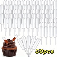50-200pcs Plastic Cake Pipettes Mini Dessert Jam Dropper Macaron Pie Sauce Squeezer Ice Cream Cupcake Decor Juice Liquid Infuser