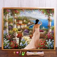 Portrait Woman Printed 11CT Cross-Stitch DIY Embroidery Complete Kit DMC Threads Knitting Painting Craft work Package