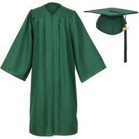 Boy Girl Matte Graduation Gown and Cap Set with Tassel Zipper Clousure for Middle High School Bachelor Graduation Party Clothes