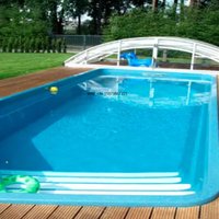 Durable fiberglass swimming pool with tools and accessories, outdoor adult spa perfect for swimming and relaxation