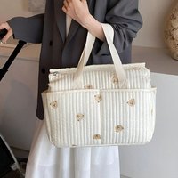 Neue Mama-Tasche mit hoher Kapazität, bestickte Bären-Mutter- und Baby-Handtasche, Babyflaschenwindel, tragbare Kinderwagentasche