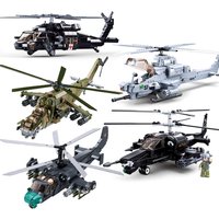 Sluban Modern Fighter Kamov Ka-52 MI-24 Black Shark AH-1 Attack Helicopter WWII Military Aircraft Building Blocks Model Kids Toy