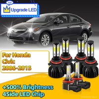 2/4/6Pcs 180W Led Headlight Canbus HB3 HB4 Car Bulb 6000K Fog Lamp H11 For Honda Civic 2006 2007 2008 2009 2010 2011 2012-2015