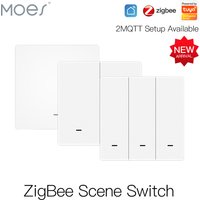 MOES Tuya ZigBee bezprzewodowy 9 przełącznik sceny Push Button zasilany z baterii nadajnik inteligentne życie App automatyka 1/2/3 Gang