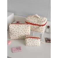 Fashion Pink Flower Women's Clutch Bag Toiletry Makeup Tool Storage Pouch Portable Tote Travel Quilting Cosmetic Bag Handbag
