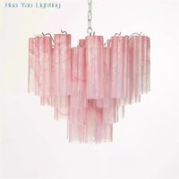 2026 Vintage Murano Pink Glass Chandelier For Home Decor Living Room Bedroom Hotel Staircase Villa Pendant Lamp Fixture