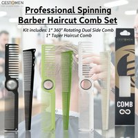 2Pcs Professional Barber Haircut Combs Set Spining Dual-Sided Wide Fine Tooth Combs Anti-static Taper Comb For Men Styling Tools