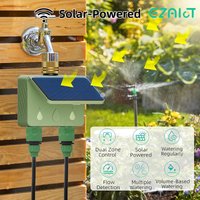 WiFi Smart Garden Water Timer 2 Outlets Solar Power Automatic Irrigation Watering Sprinkler Tuya Drip Valve Controller System