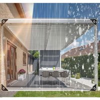 Przezroczysta plandeka z oczkami 420 g/m², plandeka do namiotu, wodoodporna plandeka ze sznurkami i opaskami zaciskowymi, plandeka z PVC odporna na warunki atmosferyczne, do ochrony przed deszczem, do