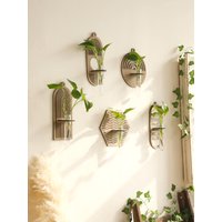 Wood Wall Vase for Green Plant Wall Mount Flower Vase Tube Boho Home Decoration Pastoral Style Plant Holder Living Room Ornament