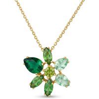 Ladies Luxury Floral Gold Plated Pendant Necklace with Cubic Zirconia Elegant Everyday Commute Party Accessory Perfect Gift