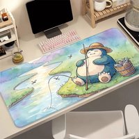 Mouse Pad Cartoon Anime P-Pokemon Snorlax Gaming Mousepad Non‑Slip Rubber Base Desk Mat for Computer Laptop PC Gamer Home Office