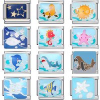 Design Y2K Cute Dolphin Seal Starfish Italian Link Fit 9mm Bracelets Stainless Steel Jewelry DIY Making Beads Hand Chain Gifts