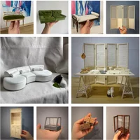 1/6 bjd Miniature furniture Vintage European sofa bed End stool Doll House 1/12 ledged cabinet toolbox ob11 display cabinet