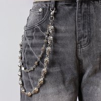 53CM Men's Waist Key Chain Retro Skull Metal Hip Hop Gothic Punk Dice Pants Chain Jeans Bike Ride Wallet Neutral Accessories