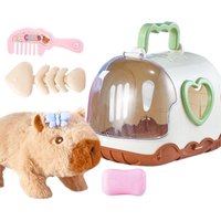 Rechargeable Electric Capybara Toy with Sound Cute Plush Capybara Figure Set Mouth Moving Interactive Capybara Walking Doll