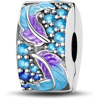 925 Sterling Silver Charms Bead CZ Zircon Colorful Feather Safety Buckle Fit Original Bracelet DIY Women Jewelry Gift