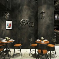 Black Vintage PVC Wall Paper Vinyl Concrete Wall Effect Wallpaper Retro Plain Texture Bedroom Living Room Background Home Decor