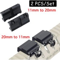 2Pcs Scope Adapter Mount Base 11mm Dovetail to 20mm Picatinny Rail Mount Converter 9.5mm -10mm Dovetail 11mm to 20mm