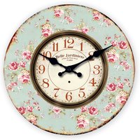 Vintage Elegant Floral Wooden Wall Clock Living Room Bedroom Kitchen Home Decor Silent Quartz Clock Holiday Gift 10-Inch 12-Inch 14inch 16inch (No Battery)