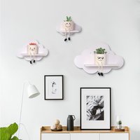 Set of 3 Beskadi Cloud Floating Corner Shelves Cloud Corner Wall Shelves for Kid’s Room,White Floating Shelf Nursery