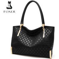 FOXER 2026 Large Capacity Handbag Genuine Leather Women's Shoulder Bag Luxury Design Bucket Bag Commuting Tote Purse