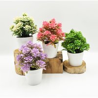 15cm Artificial Plant Set of 4 Styles in Assorted Colors Realistic Potted Greenery for Home Desk Decor and Gift Giving